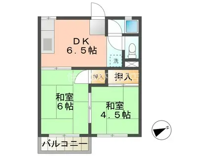 カームタイム豊田(2DK/2階)の間取り写真
