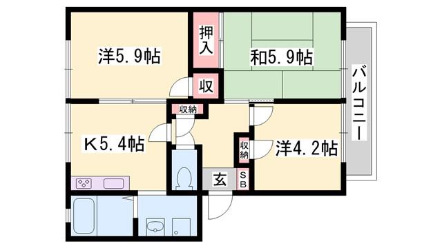 アコーデリア東浜(3K/1階)の間取り写真