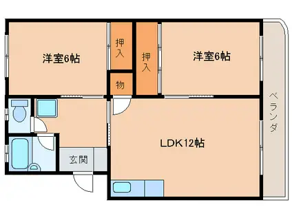 ミネルヴァ曰佐(2LDK/4階)の間取り写真