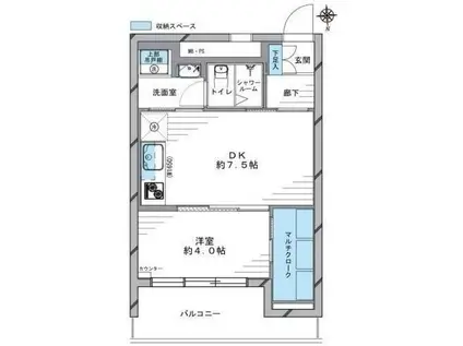 藤和八丁堀コープⅢ(1DK/2階)の間取り写真