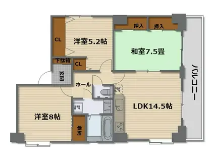 エス・ケービル(3LDK/4階)の間取り写真