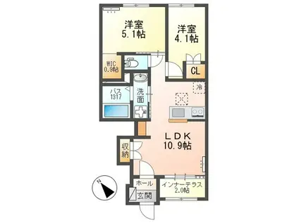 AMORE PATRIA(2LDK/1階)の間取り写真