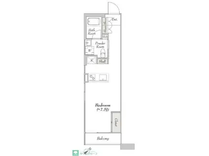 ルミークアン桜新町ノース(ワンルーム/4階)の間取り写真