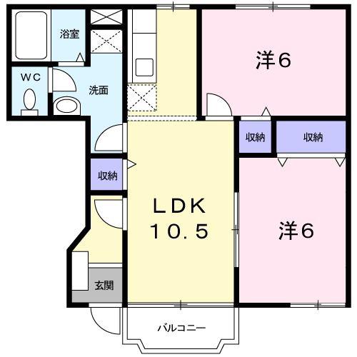ブライズベールI(2LDK/1階)の間取り写真
