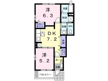 サンモール(2DK/1階)の間取り写真