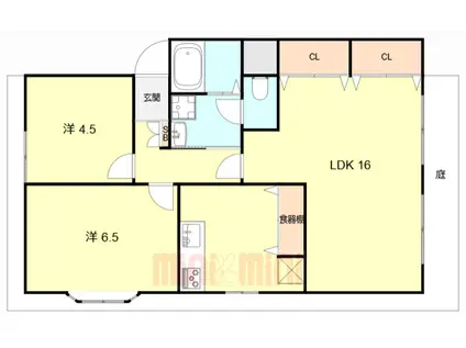 琴浦ハイツ(2LDK/1階)の間取り写真