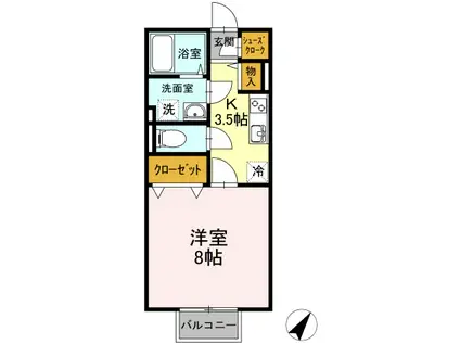 メゾンドマロン(1K/1階)の間取り写真