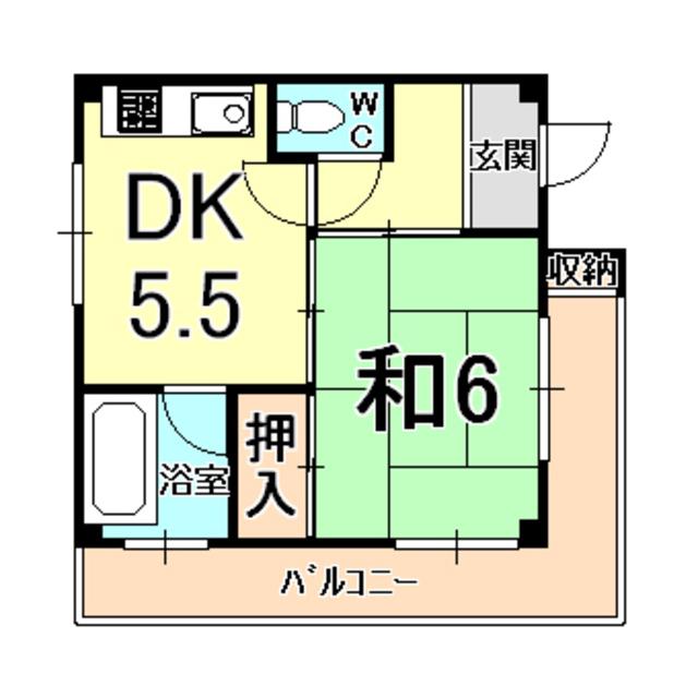 サンパウロマンション(1DK/2階)の間取り写真