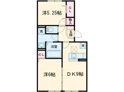 グランド・デューク(2DK/1階)の間取り写真