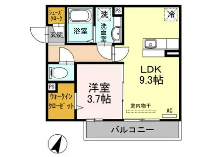 ラ・メージュ倉敷(1LDK/3階)の間取り写真