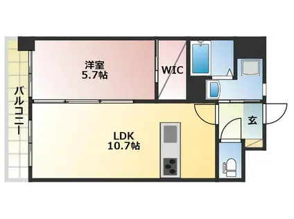 メディクレスト(1LDK/9階)の間取り写真