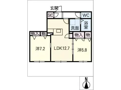 アイリスM(2LDK/1階)の間取り写真