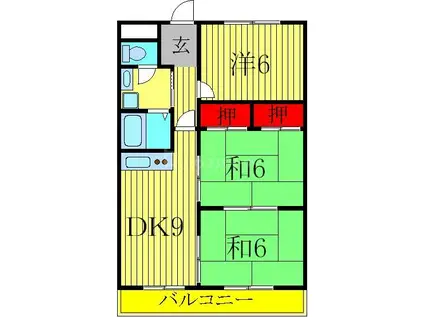 ロイヤル南柏(3DK/1階)の間取り写真