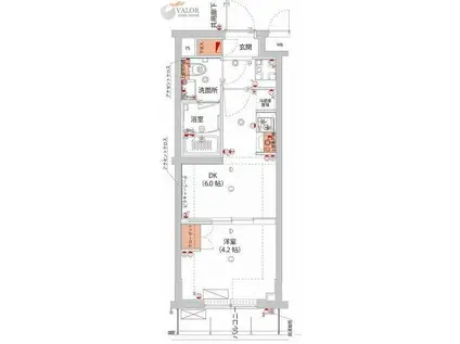 ハーモニーレジデンス武蔵小杉フォレストスクエア(1DK/5階)の間取り写真