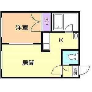 ルーブル菊水(1LDK/1階)の間取り写真