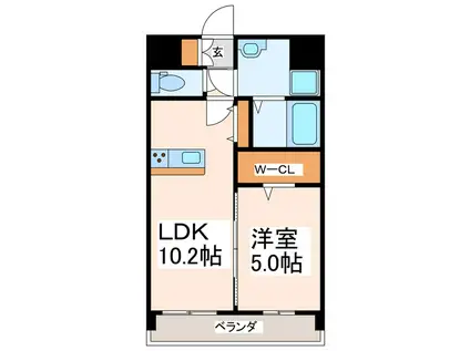 SQUARE元気の森公園(1LDK/6階)の間取り写真