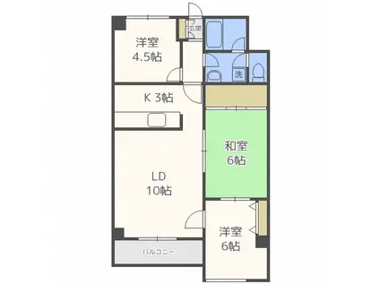 ディアプラザ宮の森(3LDK/2階)の間取り写真