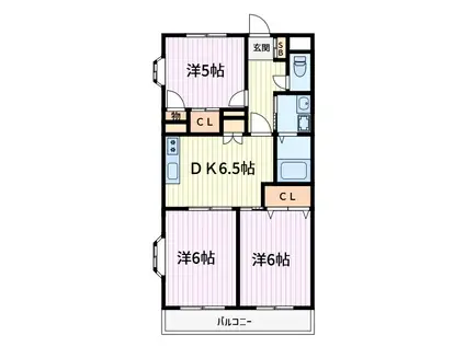 サンドミールさわらび(3DK/2階)の間取り写真