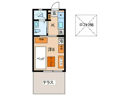 アフタヌ-ンクロダパ-トI(1K/1階)の間取り写真