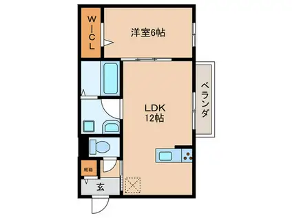ルナメゾンA棟(1LDK/2階)の間取り写真