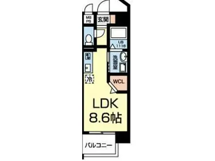 レオファミーユ世安(ワンルーム/8階)の間取り写真