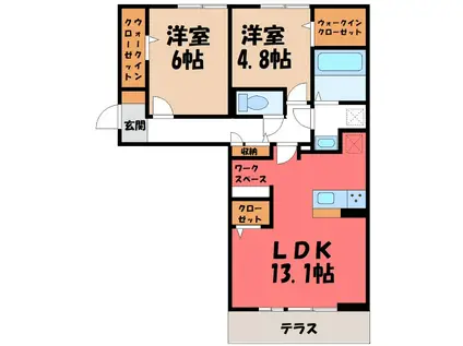 フェリス(2LDK/1階)の間取り写真