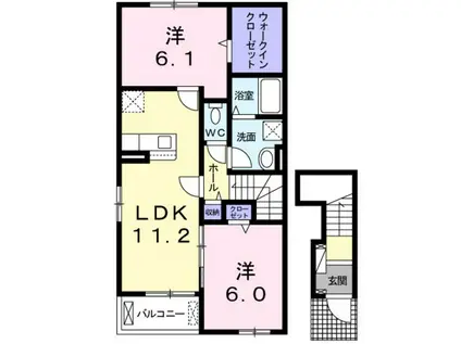 ネオヴィータ III(2LDK/2階)の間取り写真