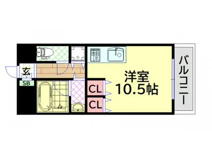 アプリーレ堺筋本町(ワンルーム/8階)の間取り写真