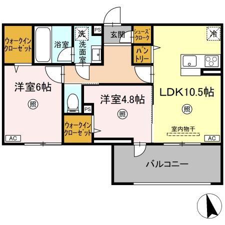 フローリア(2LDK/2階)の間取り写真
