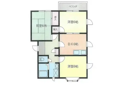 エクセレントノヴァA(3DK/2階)の間取り写真