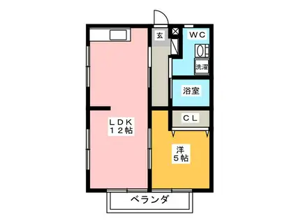 タック・クオーレけやき(1LDK/1階)の間取り写真