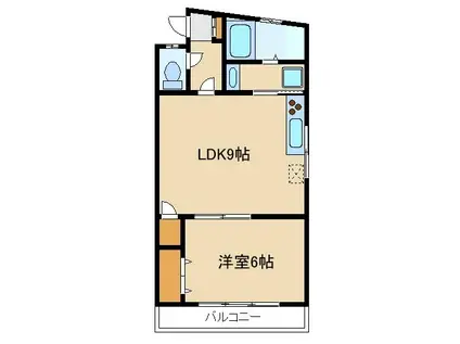 第六須田ビル(1LDK/2階)の間取り写真