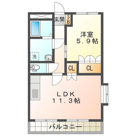 メゾン・ド・アンジュB(1LDK/1階)の間取り写真