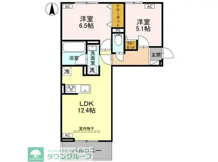 LA MAISON天川原町一丁目 A棟(2LDK/2階)の間取り写真