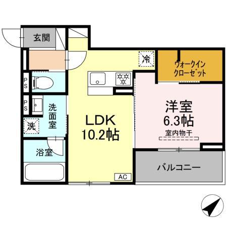エム・ロサ(1LDK/2階)の間取り写真