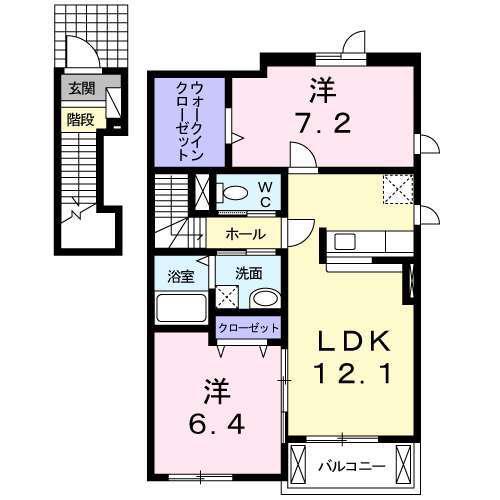 リジェールI(2LDK/2階)の間取り写真