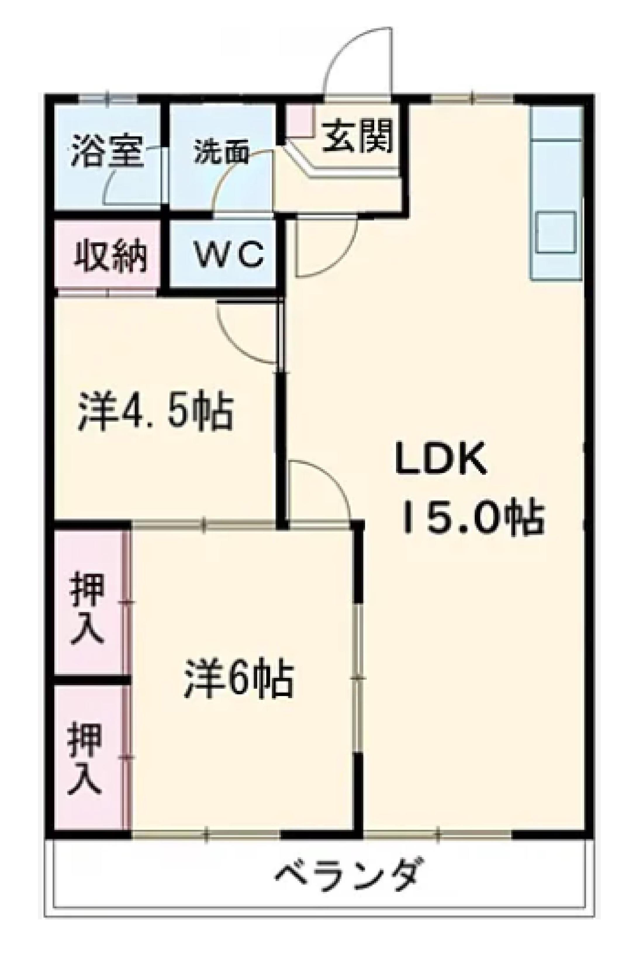 ウサミアパートメント(2LDK/1階)の間取り写真