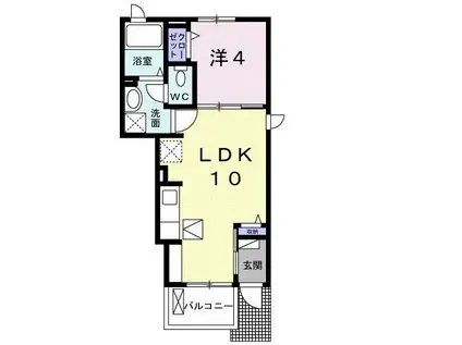 ラ・メールII(1LDK/1階)の間取り写真