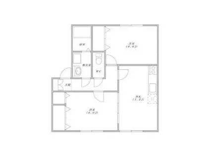 ベルソフィア南万騎が原 B棟(2DK/1階)の間取り写真