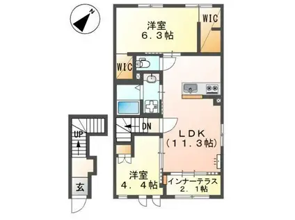 フォルジュ(2LDK/2階)の間取り写真