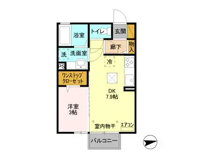 D‐ROOMサンメゾン大平A106(1DK/1階)の間取り写真