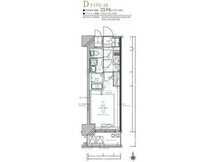ディアレイシャス名古屋太閤通IV(1K/11階)の間取り写真