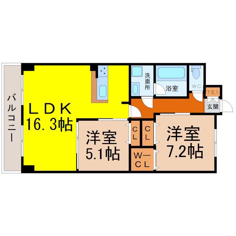 インペリアル南大高(2LDK/3階)の間取り写真