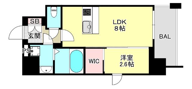 LIVECASA王子公園(1LDK/2階)の間取り写真