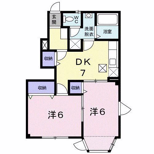 リー・ロアンヌII(2DK/1階)の間取り写真