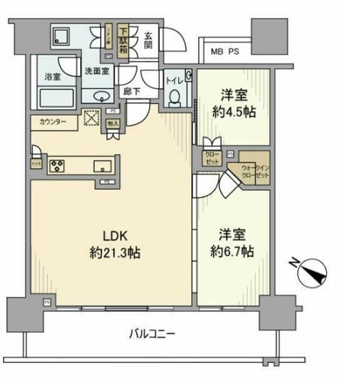 ブランズタワーみなとみらい(2LDK/13階)の間取り写真