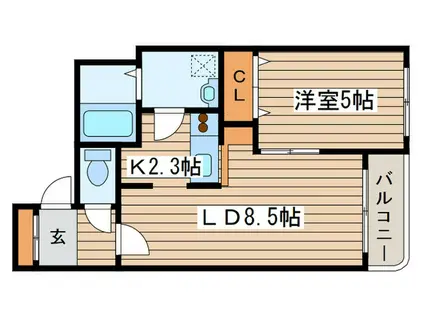 ミルソンズ(1LDK/4階)の間取り写真