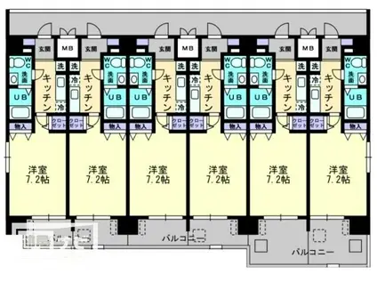カサ・セグーラ(1K/12階)の間取り写真