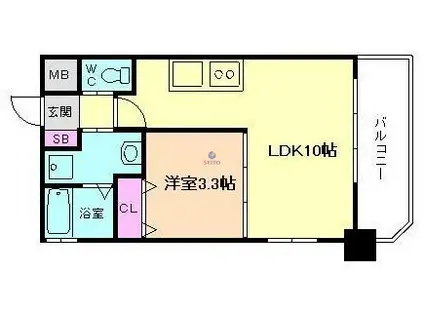 プレジオ・福島(1LDK/4階)の間取り写真