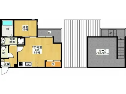 GRANDTIC DAVA宇品(1LDK/2階)の間取り写真